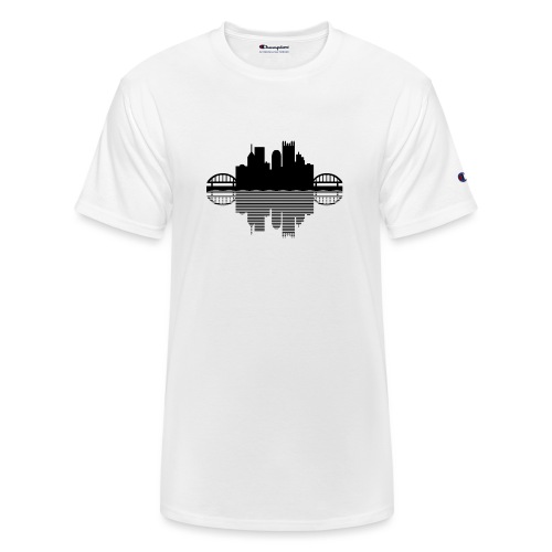 Pittsburgh Skyline Reflection (Black) - Champion Unisex T-Shirt