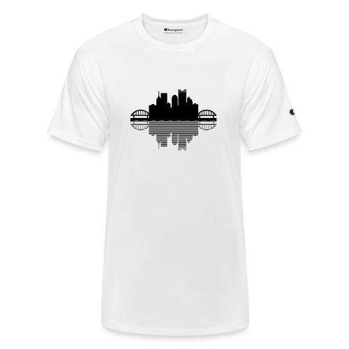 Pittsburgh Skyline Reflection (Black) - Champion Unisex T-Shirt
