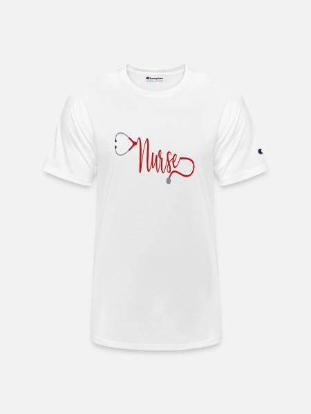 Nurse Stethoscope - Champion Unisex T-Shirt - white