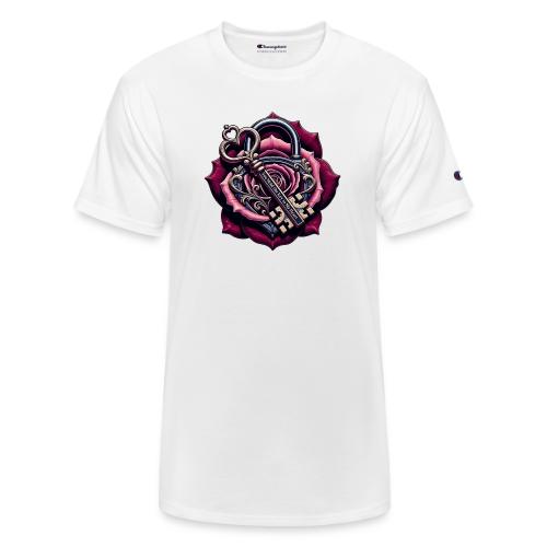 You Hold the Key to My Heart Rose Lock T-Shirt - Champion Unisex T-Shirt