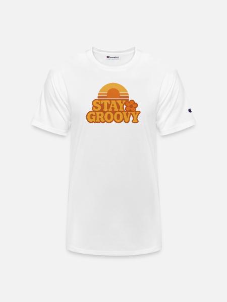 Retro Sunset Stay Groovy Graphic - Champion Unisex T-Shirt - white