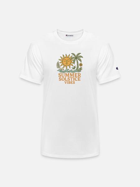 Summer Solstice Vibes Sun and Palm Design - Champion Unisex T-Shirt - white