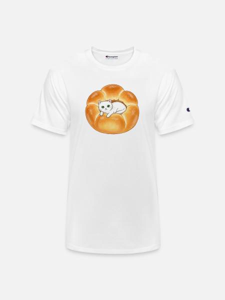 Whimsical Cat in Bread Illustration - Champion Unisex T-Shirt - white