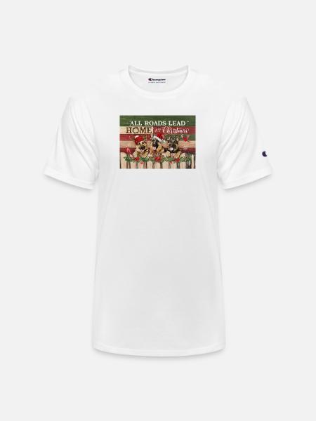 Festive Dogs on Rustic Christmas - Champion Unisex T-Shirt - white
