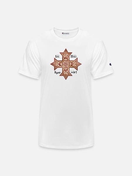 Coptic Cross Golden Icon - Champion Unisex T-Shirt - white