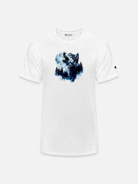 Wolf Howling at the Moon - Champion Unisex T-Shirt - white