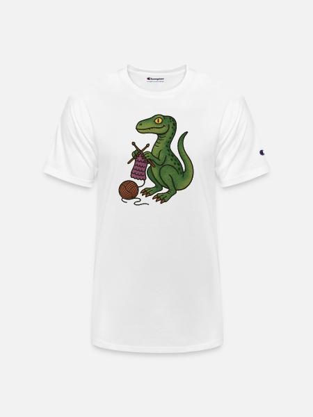 Knit Dino Cozy Green Reptile - Champion Unisex T-Shirt - white