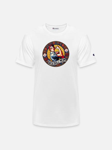 Baseball Mom 1970s Emblem - Champion Unisex T-Shirt - white