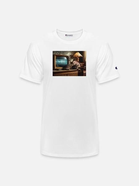 Retro TV Cat Nap - Champion Unisex T-Shirt - white
