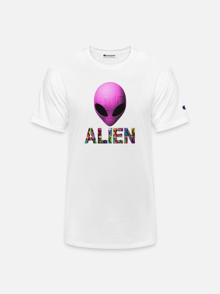 Neon Alien Word Mosaic - Champion Unisex T-Shirt - white