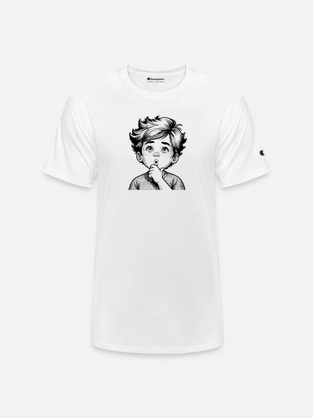 wondered, thoughtful boy - Champion Unisex T-Shirt - white
