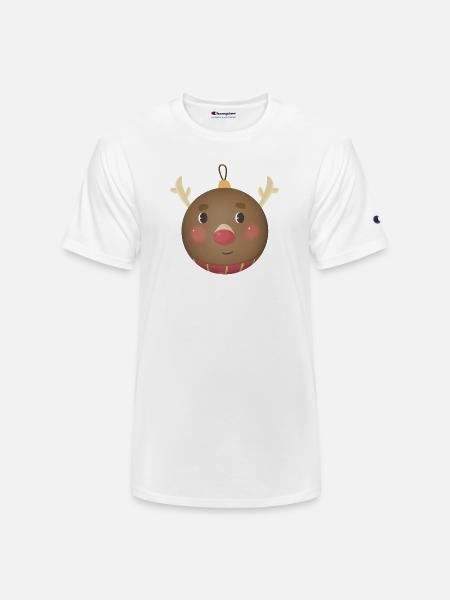 Cozy Reindeer Ornament Ball - Champion Unisex T-Shirt - white