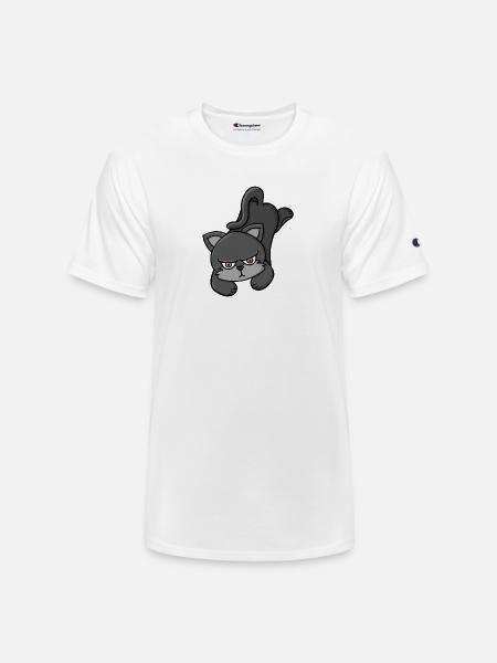 Grouchy Grey Cat - Champion Unisex T-Shirt - white