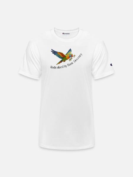 RADICALIZED BY BASIC DECENCY - Champion Unisex T-Shirt - white