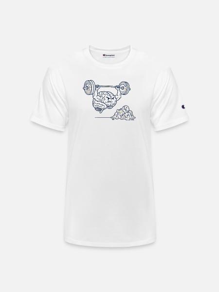 Brain Gains Lifting Weights - Champion Unisex T-Shirt - white