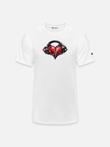 Broken Heart with Headphones - Champion Unisex T-Shirt - white