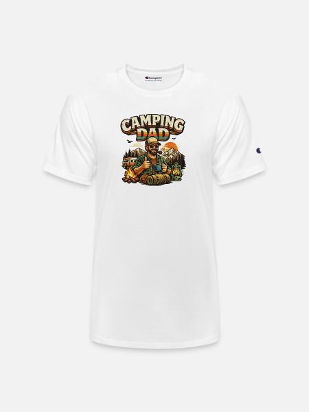 Camping Dad at Sunset Campfire - Champion Unisex T-Shirt - white