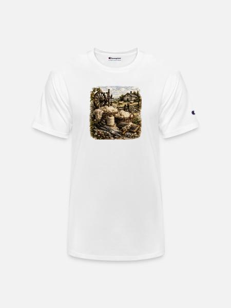 Rustic Wool Spinning Farm - Champion Unisex T-Shirt - white