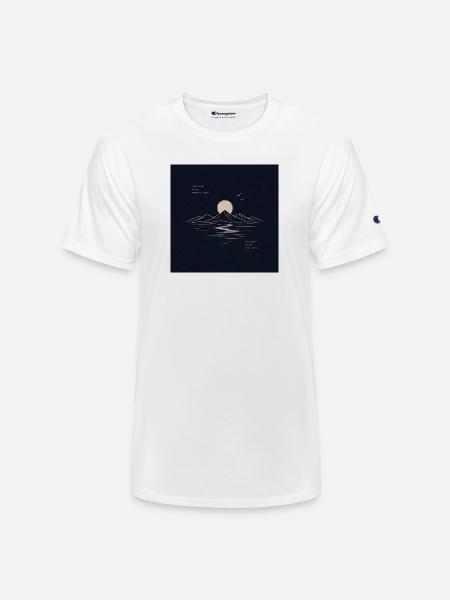 Moonlit Mountain Lake Nature Therapy - Champion Unisex T-Shirt - white