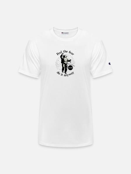 Astronaut Faces Fear Orbit - Champion Unisex T-Shirt - white