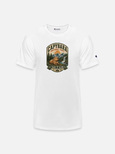 Capybara National Park Patch - Champion Unisex T-Shirt - white