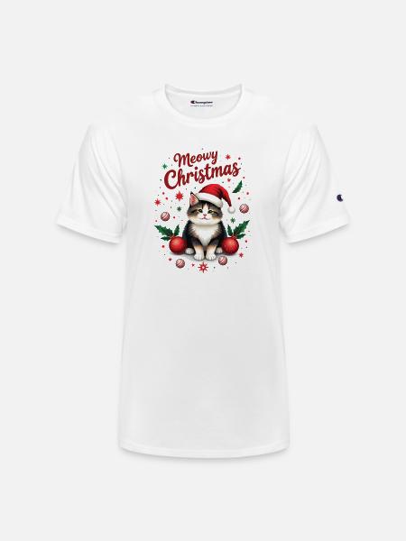 Meowy Christmas - Champion Unisex T-Shirt - white