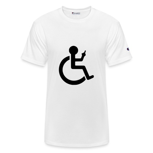wheelchair user holding up the middle finger * - Champion Unisex T-Shirt