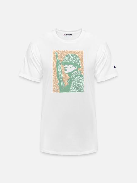 Mosaic Soldier Rifle Art - Champion Unisex T-Shirt - white