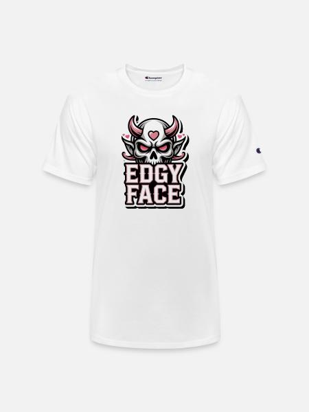 Edgy Face Skull - Champion Unisex T-Shirt - white
