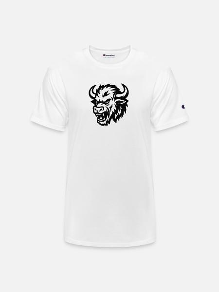 Tribal Bison Head Silhouette - Champion Unisex T-Shirt - white