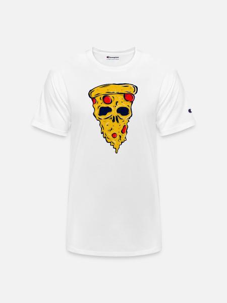 Neon Skull Pizza Slice - Champion Unisex T-Shirt - white