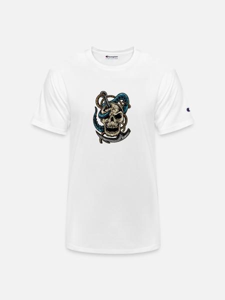 Skull and Dagger Kraken Tattoo - Champion Unisex T-Shirt - white