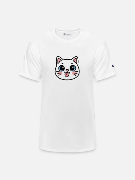 Kawaii Black Cat Face - Champion Unisex T-Shirt - white