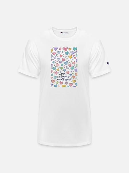 Love Speaks Hearts Pattern - Champion Unisex T-Shirt - white
