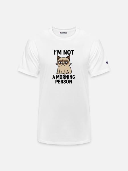 Moody Cat Minimal Meme - Champion Unisex T-Shirt - white