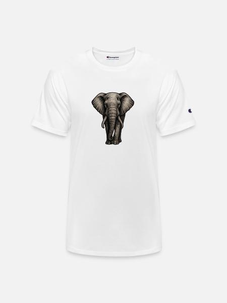 Charcoal Elephant Portrait - Champion Unisex T-Shirt - white