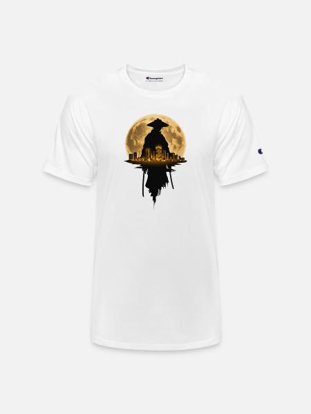 Moonlit Samurai Cityscape - Champion Unisex T-Shirt - white