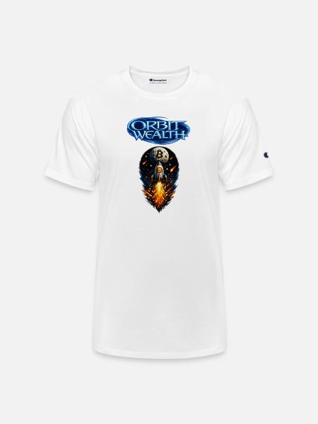 Orbit Wealth Bitcoin Rocket - Champion Unisex T-Shirt - white