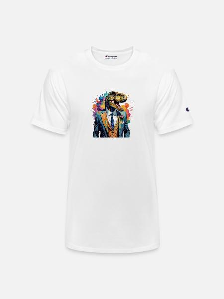 Dinosaur in suit - Champion Unisex T-Shirt - white