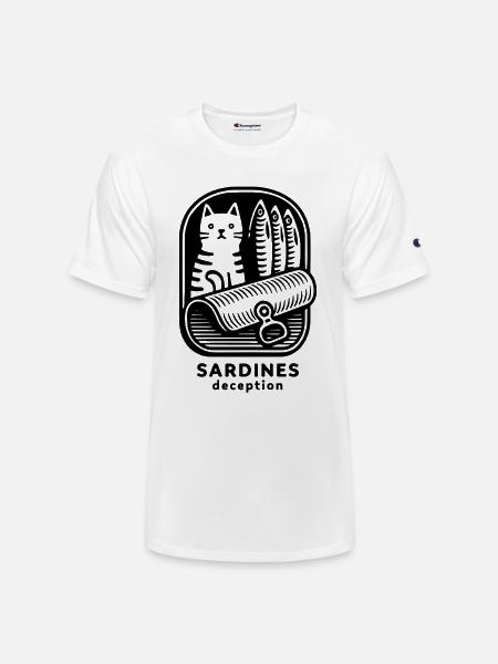 Funny Cat Sardines Deception - Champion Unisex T-Shirt - white