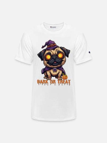 Pug Halloween Bark or Treat - Champion Unisex T-Shirt - white