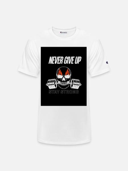 Never Give Up Skull Fitness - Champion Unisex T-Shirt - white