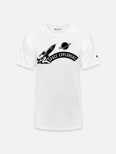 Space Explorers Logo - Champion Unisex T-Shirt - white