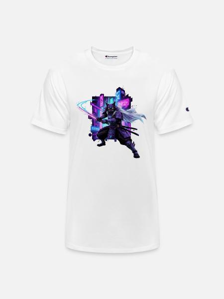 Cyber Kat Ninja Neon City - Champion Unisex T-Shirt - white