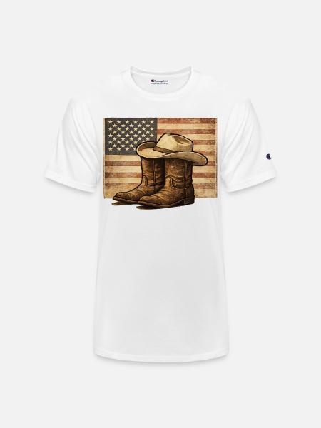 Rustic Rodeo Patriot Western Americana - Champion Unisex T-Shirt - white