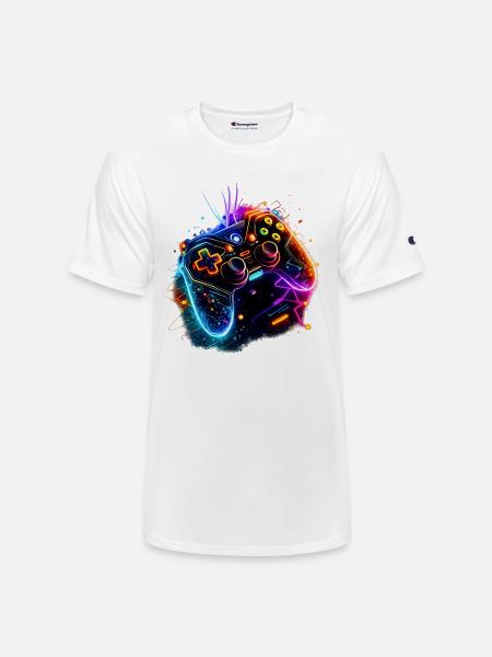 Neon Game Controller Splash - Champion Unisex T-Shirt - white