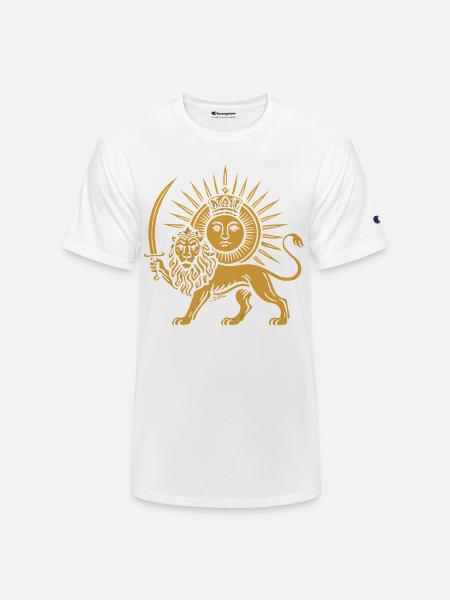 Solar Crowned Lion Emblem - Champion Unisex T-Shirt - white