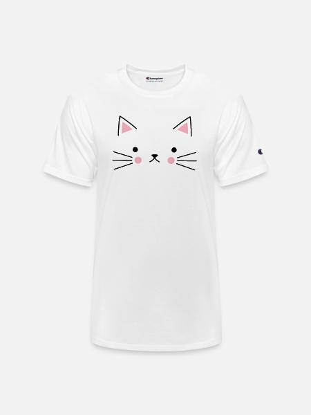 Cat Face - Champion Unisex T-Shirt - white