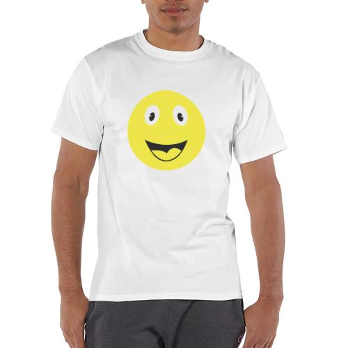 Yellow Happy Face Print - Champion Unisex T-Shirt