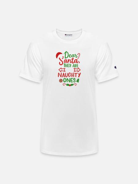 Santa Christmas Naughty Ones - Champion Unisex T-Shirt - white